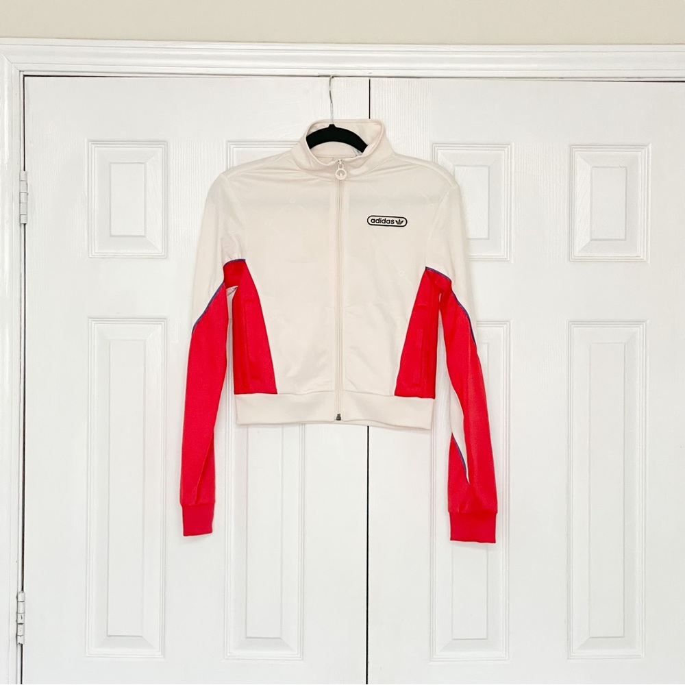 Adidas Originals 'Retro Luxury' Track Jacket in Off White and Red